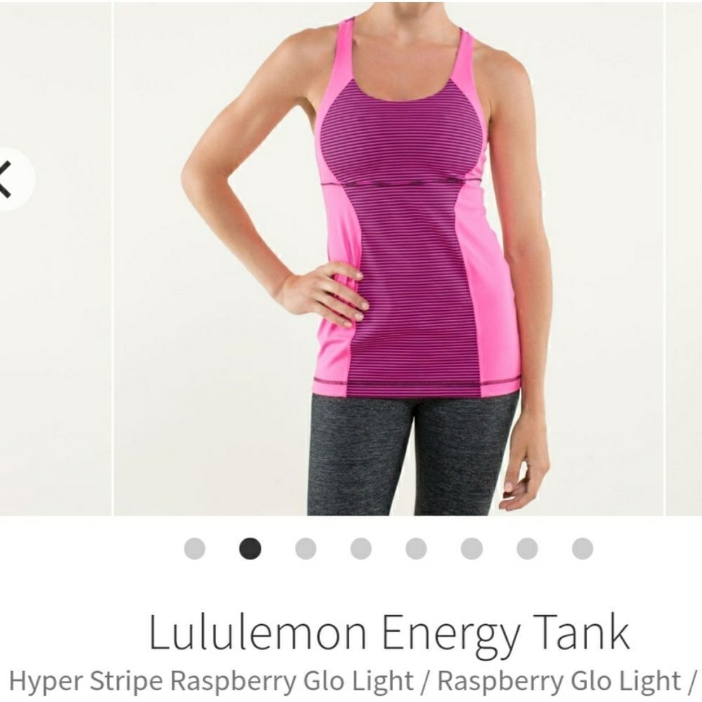 ‎LULULEMON Energy Tank - Raspberry Striped  -Size 8